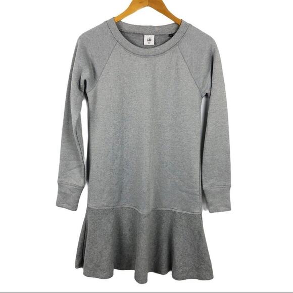 CAbi 3459 Gray Flashdance Sweater Mini Fleece Long Sleeve Shirt Dress XXS - Picture 3 of 16